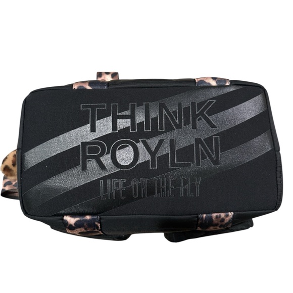 Think Royln Jr Jetset Wingman Black Quilted Bag with Leopard Print Straps - Picture 2 of 9